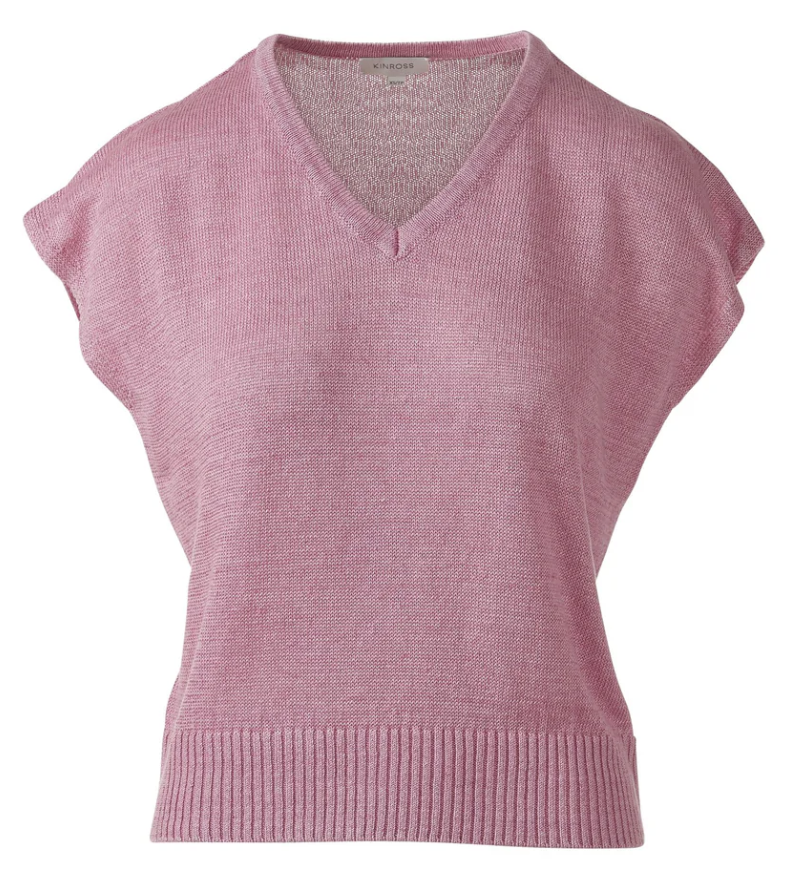 Kinross Cashmere Cap Sleeve Vee Berry
