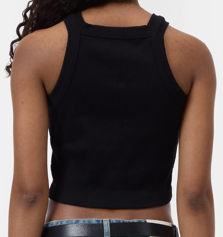 Closed Cropped Racer Tank Black