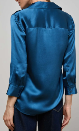 L'Agence Dani 3/4 Sleeve Blouse Stone Blue