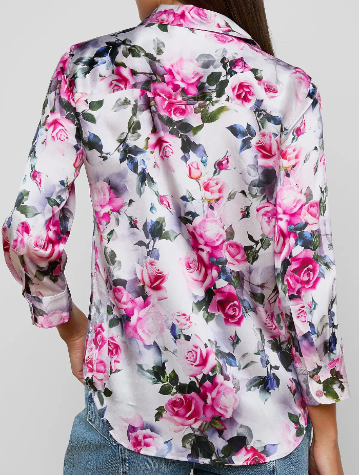 L'Agence Dani 3/4 Sleeve Blouse Pink Multi Water Rose