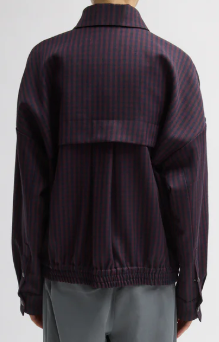 Tibi Jules Wool Gingham Bomber Jacket