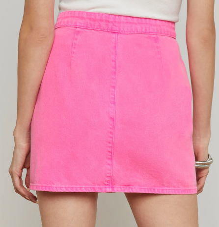 L'Agence Kris Btn Frt Mini Skirt Pink Glo