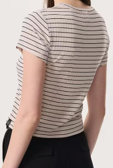 Rag & Bone Luca Stripe Rib Baby Tee IVBRM