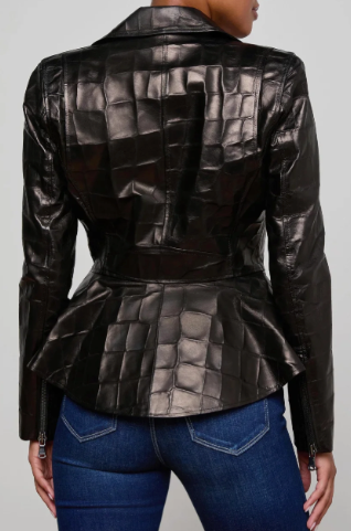 L'Agence Lyric Peplum Biker Jacket