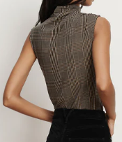 Veronica Beard Mylie Sleeveless Top Dark Acorn Multi