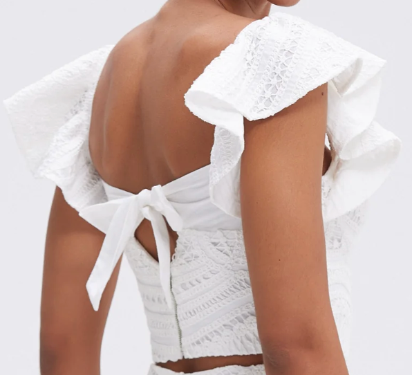 PatBO Rythmic Lace Flutter Top