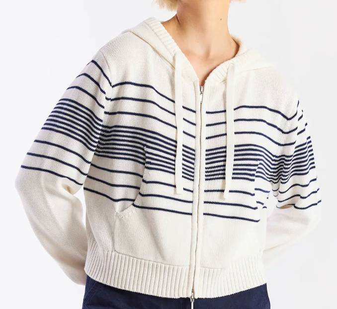 Brodie Beach Stripe Cropped Hoodie