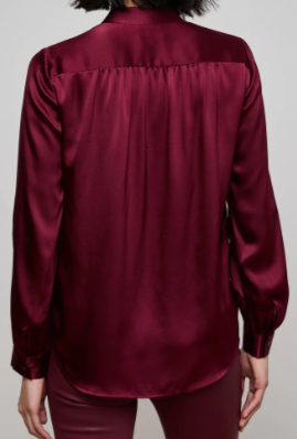 L'Agence Bianca Band Collar Blouse Dark Port