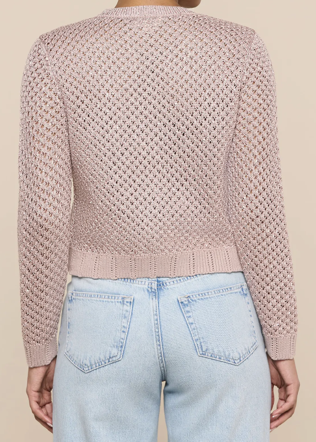 L'Agence Blanca Sequin Crop Cardi Adobe Rose