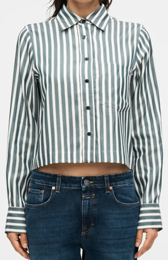 Closed Cropped Classic Shirt Royal Green