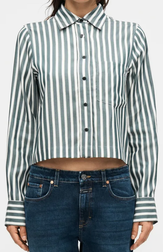 Closed Cropped Classic Shirt Royal Green