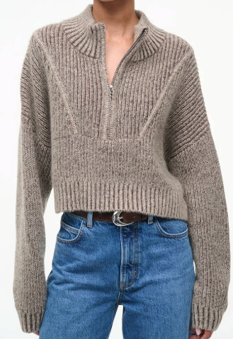Staud Cropped Hampton Sweater Bisque