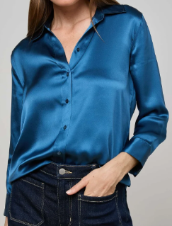 L'Agence Dani 3/4 Sleeve Blouse Stone Blue