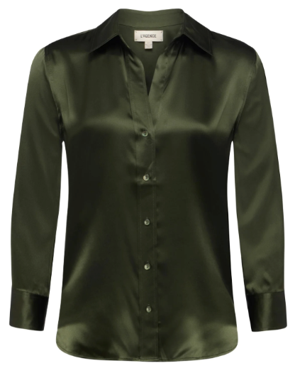 L'Agence Dani 3/4 Sleeve Blouse Deep Olive
