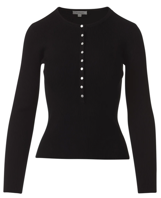 Kinross Cashmere Fine Rib Button Henley