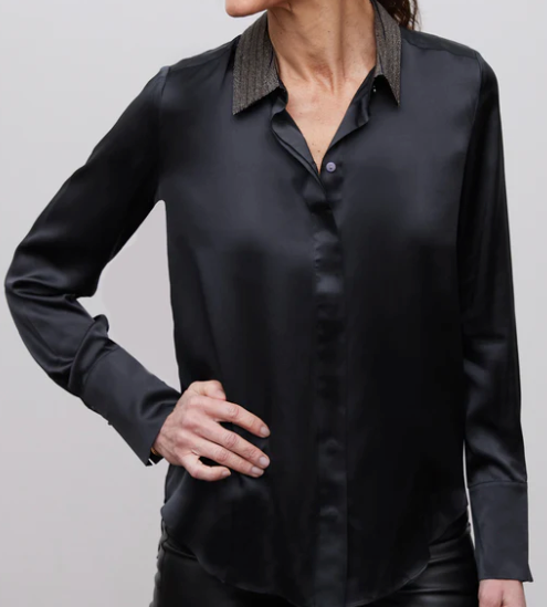 Go Silk Go Le Blouse W/Beaded Collar