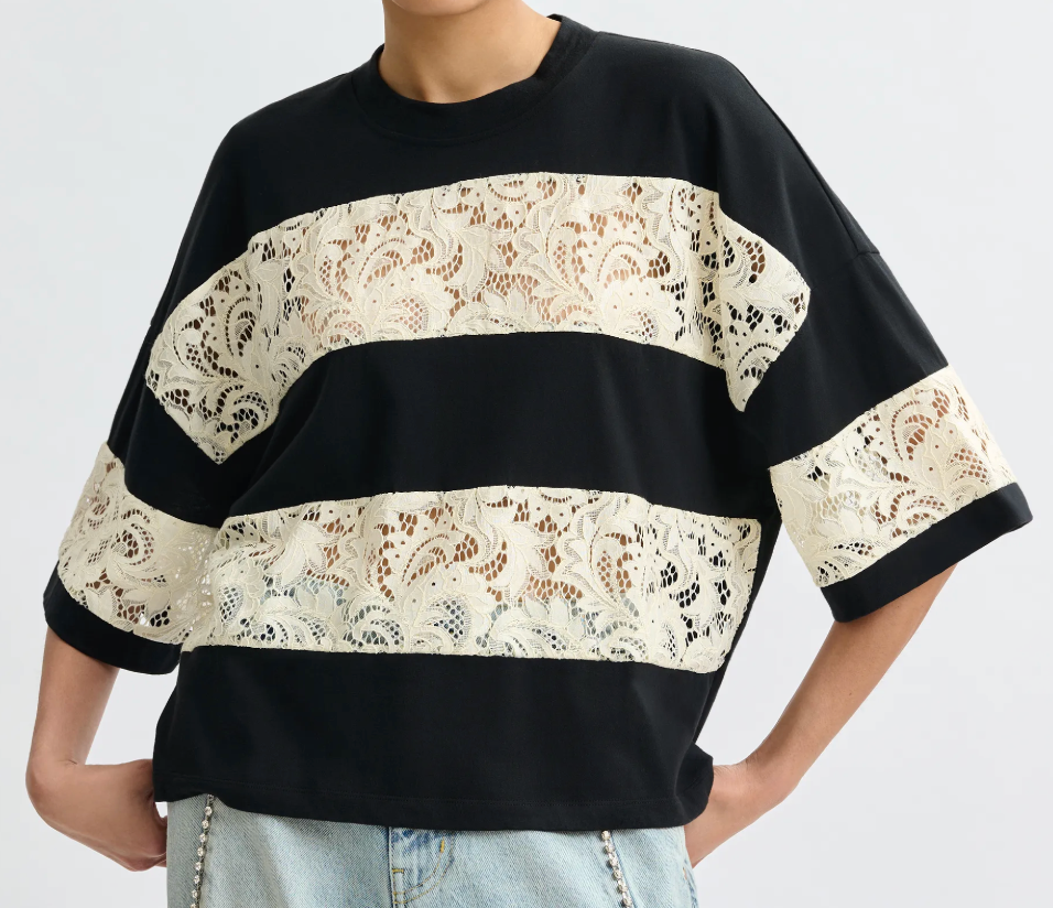 Essentiel Antwerp Jemix Striped Lace T-Shirt