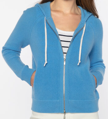 Kinross Cashmere Rib Zip Hoodie