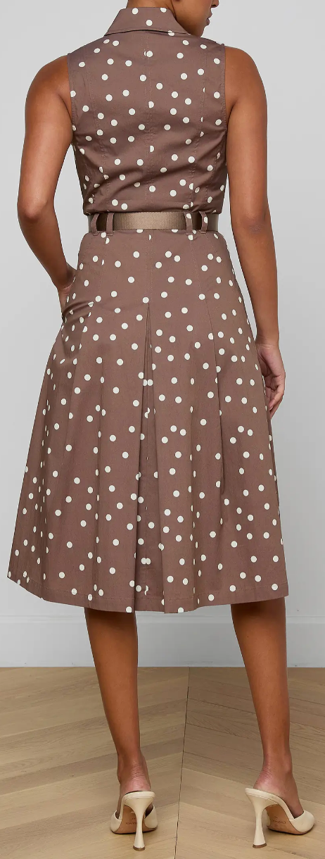 L'Agence Kylo Belted Shirt Dress Cardamom/Ecru Polka Dot
