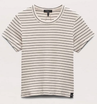 Rag & Bone Luca Stripe Rib Baby Tee IVBRM
