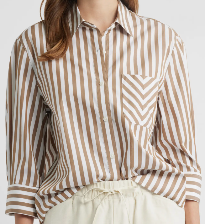 Rag & Bone Lucia Stripe Poplin Shirt BRWST