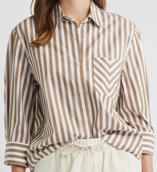 Rag & Bone Lucia Stripe Poplin Shirt BRWST