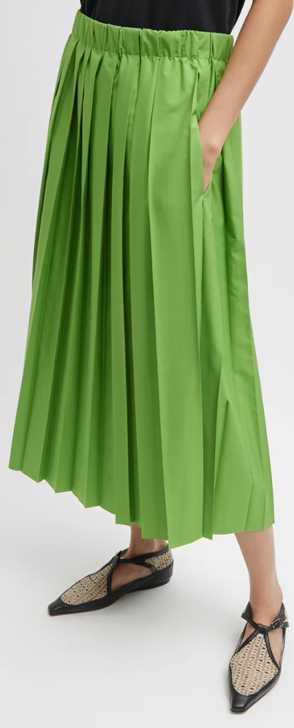 Tibi Nylon Pleated Pullon Skirt