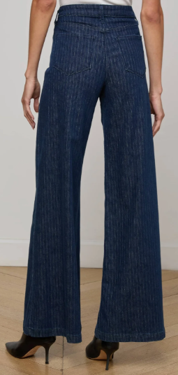 L'Agence Quincy H/R Wide Leg Ebony Stripe