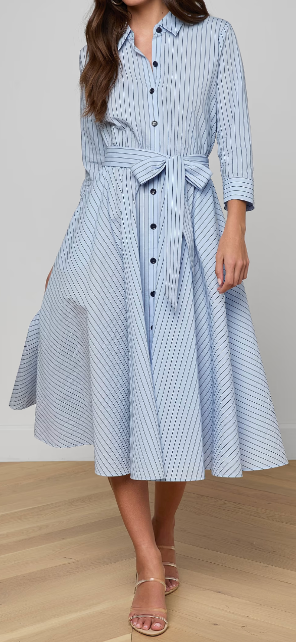L'Agence Ralphie 3/4 Slv Midi Dress