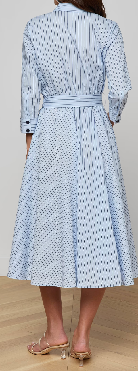 L'Agence Ralphie 3/4 Slv Midi Dress
