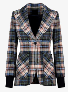 Smythe Rib Cuff Birkin Blazer Multi Plaid with Black