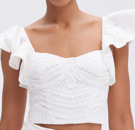 PatBO Rythmic Lace Flutter Top