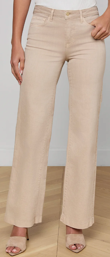 L'Agence Scottie H/R Wide Leg Biscuit