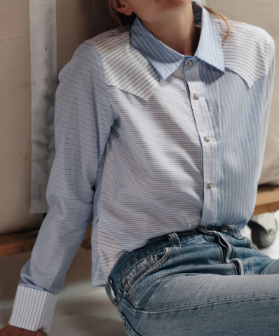 CISSA The RAW EDGE WESTERN Shirt, Stripe Scrappy