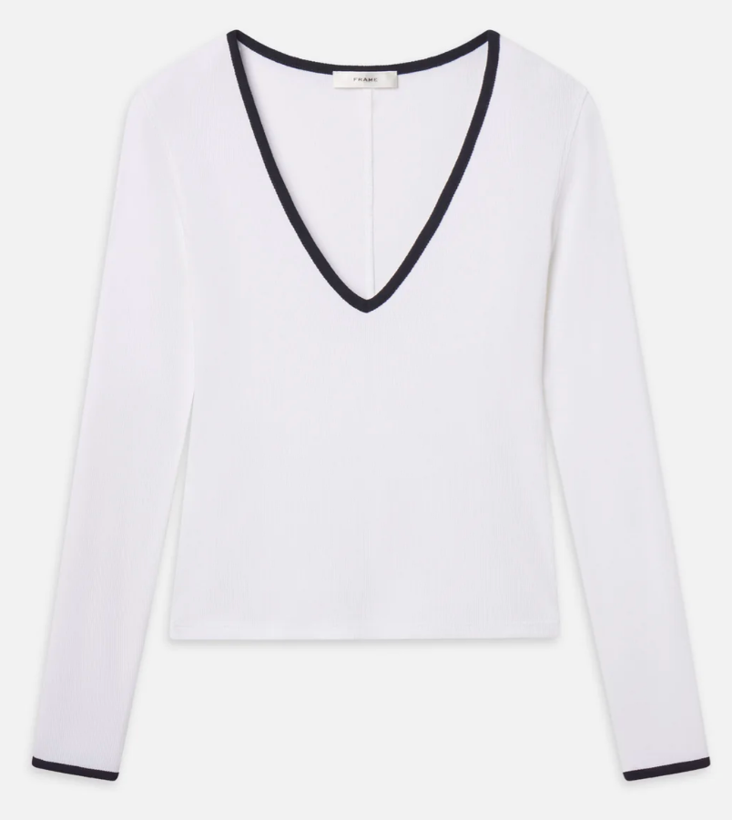 Frame The Sporty V Neck Top