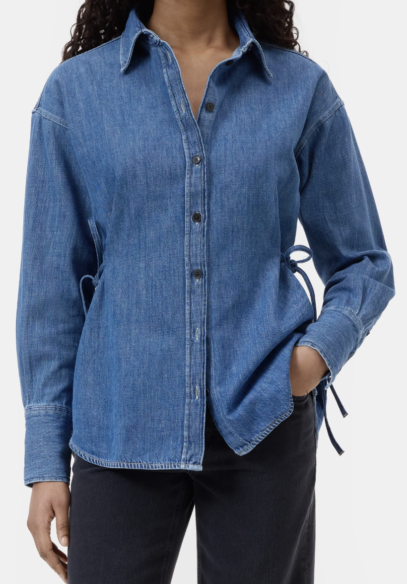 Closed Waisted Strap Blouse Mid Blue