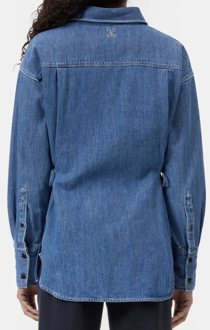Closed Waisted Strap Blouse Mid Blue