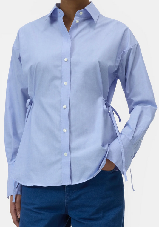 Closed Waisted Strap Blouse Sky Blue