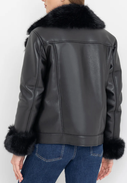 Generation Love Walt Faux Fur Shearling Moto Jacket